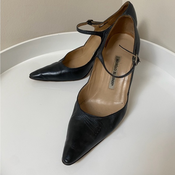 Manolo Blahnik Metallic Navy Heels - Picture 10 of 10